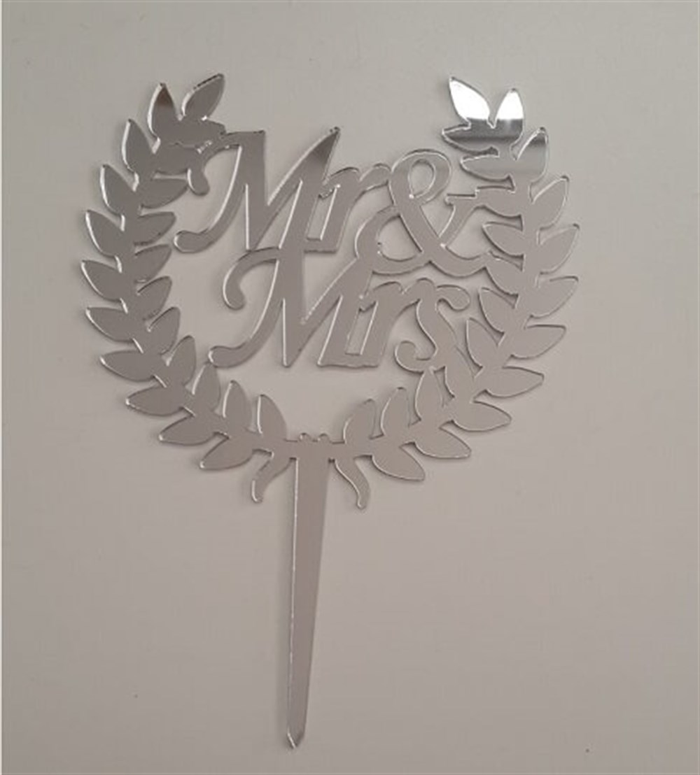 Pleksi Harf Rakam ve YazılarPasta Üstü Pleksi Mr&Mrs Yazısı GümüşYerli Üretim