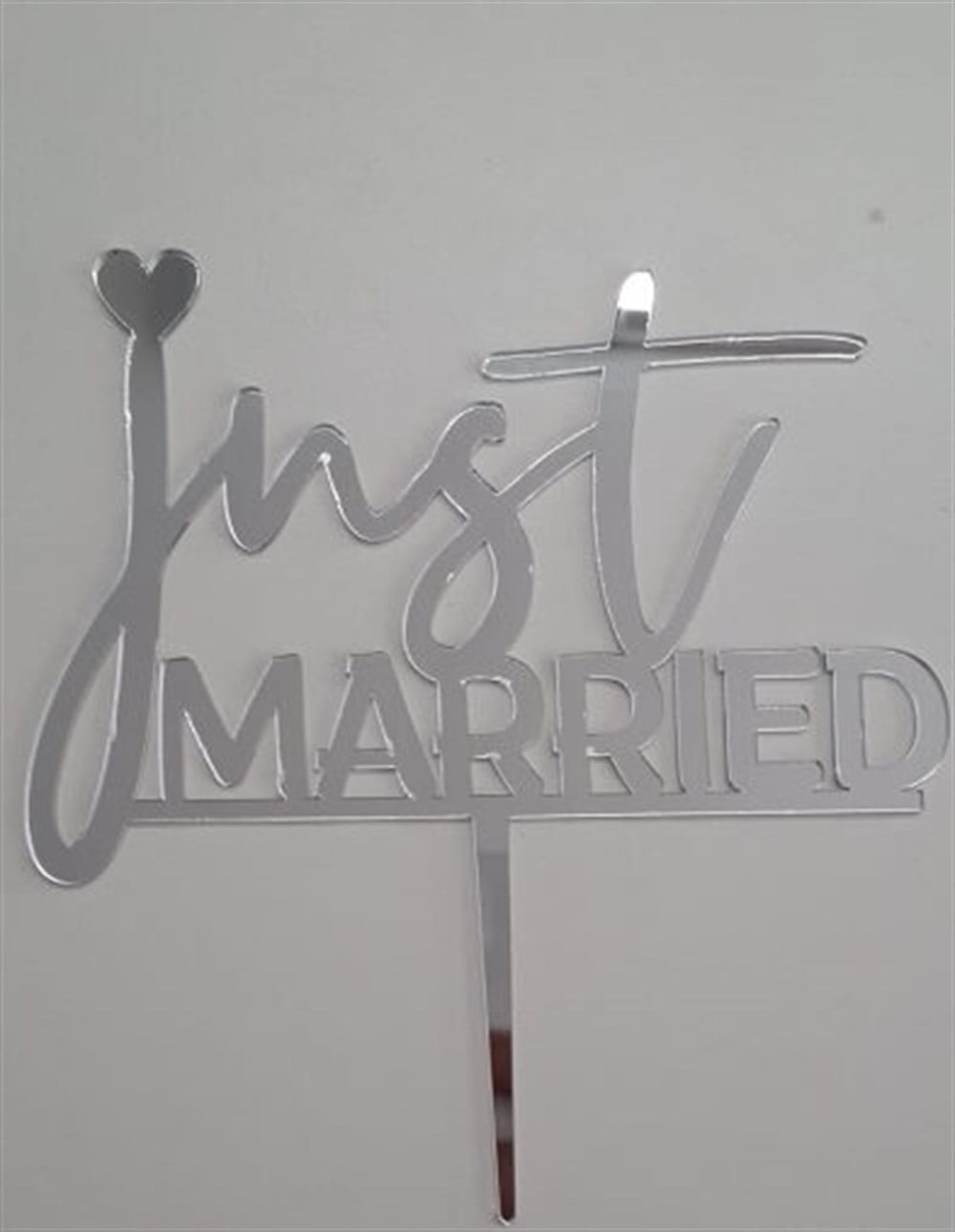 Pleksi Harf Rakam ve YazılarPasta Üstüne Pleksi Just Married Gümüş yazısıYerli Üretim