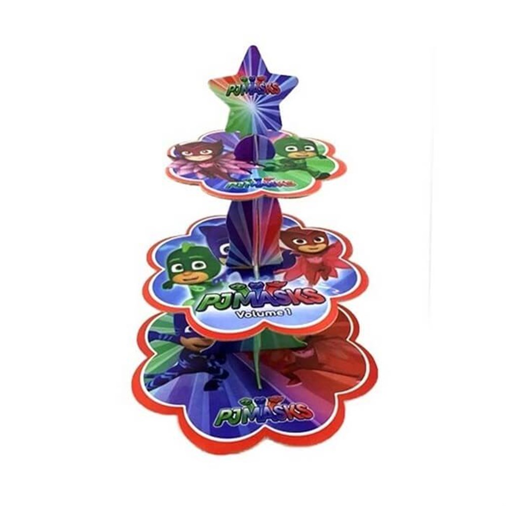 Kek StandlarıPJ Masks Temalı Cupcake Kek Standı Karton 3 katlıYERLİ ÜRETİM