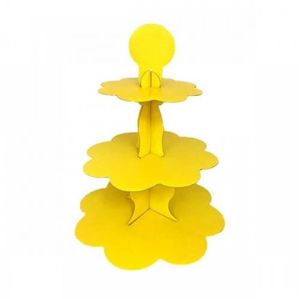 Kek StandlarıSarı Renk Karton Cupcake Kek Standı 3 KatlıYerli Üretim