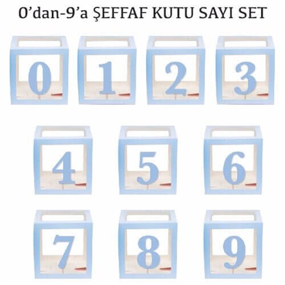 Şeffaf Kutu ve HarfleriŞeffaf Kutu Rakam 0-9 Set MAVİ 10'luYerli Üretim