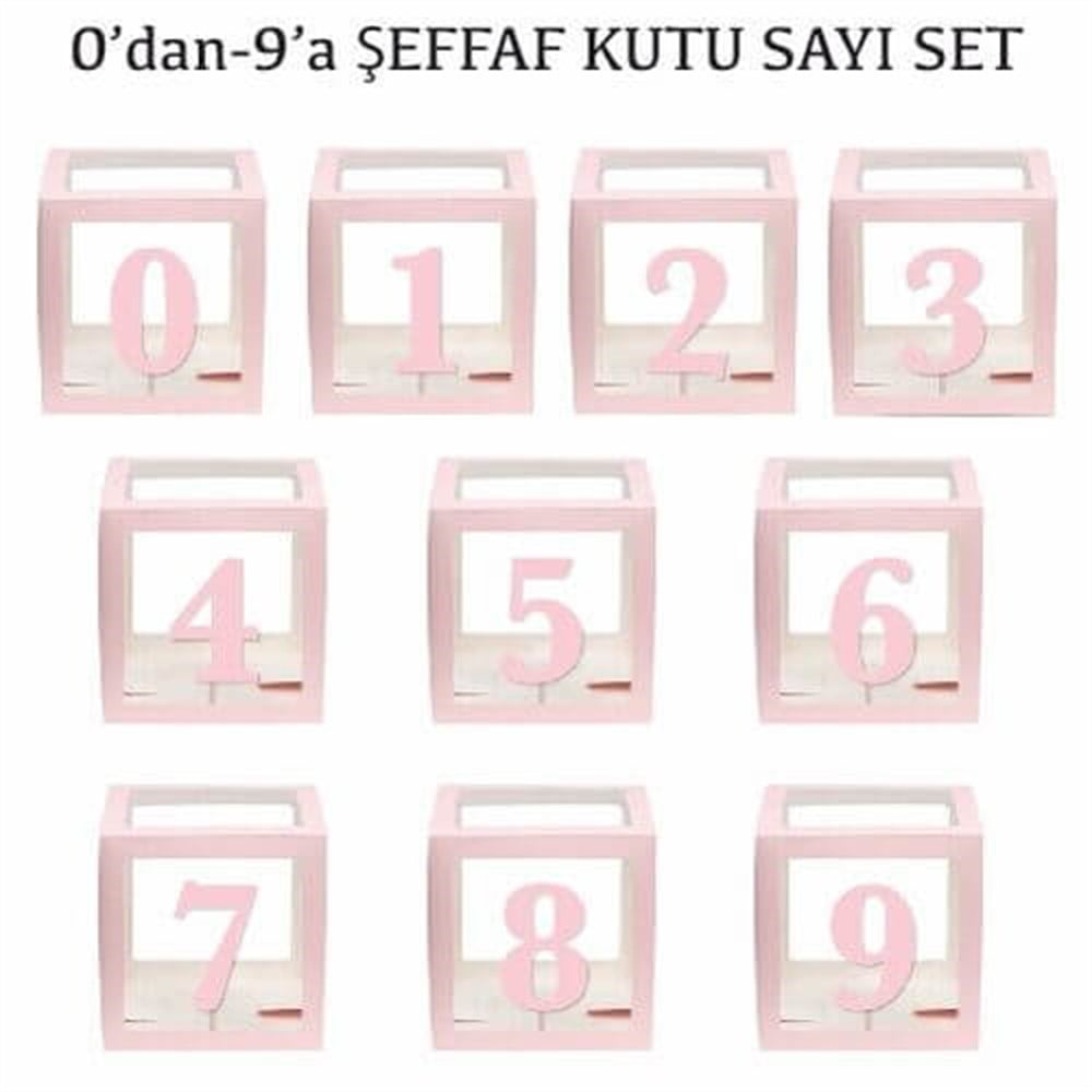 Şeffaf Kutu ve HarfleriŞeffaf Kutu Rakam 0-9 Set PEMBE 10'luYerli Üretim