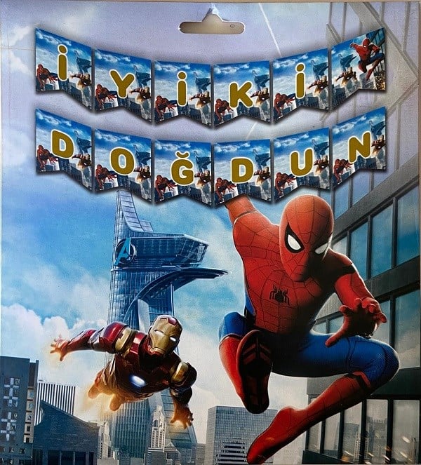 Zigzag BannerSpiderman Temalı İyi Ki Doğdun Zigzag Banner Kağıt SüsYerli Üretim