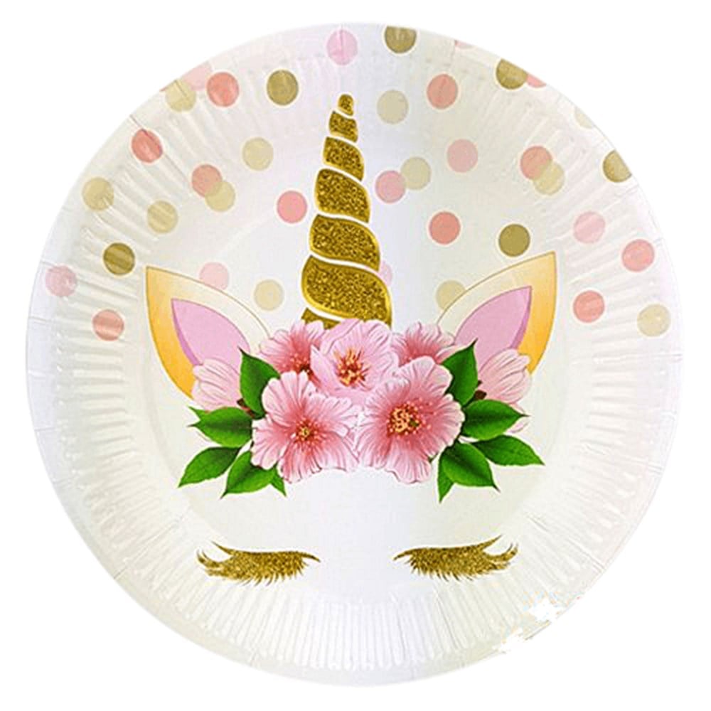 Lisanslı TabaklarTabak Karton Çiçekli Unicorn 23cmYerli Üretim