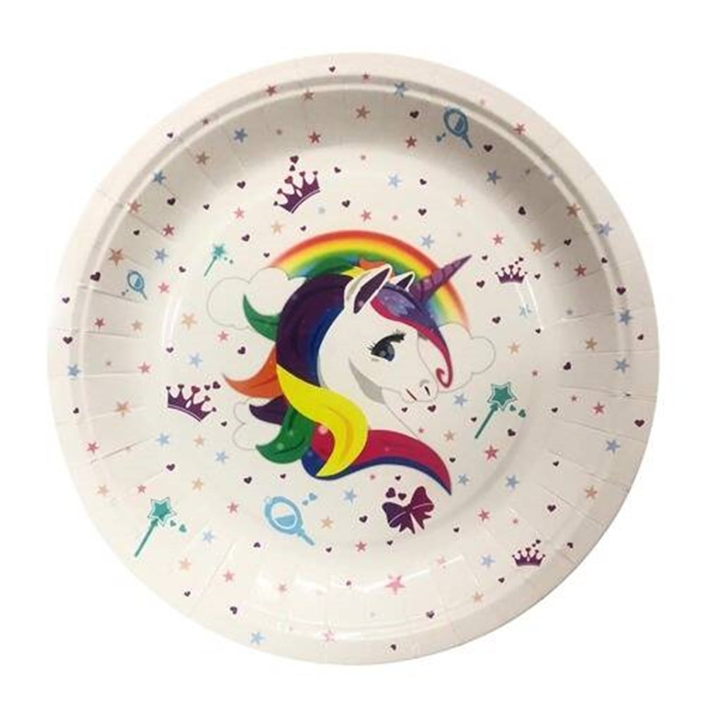 Lisanslı TemalıTabaklarUnicorn Temalı Karton Tabak 22cm 8 AdetYerli Üretim