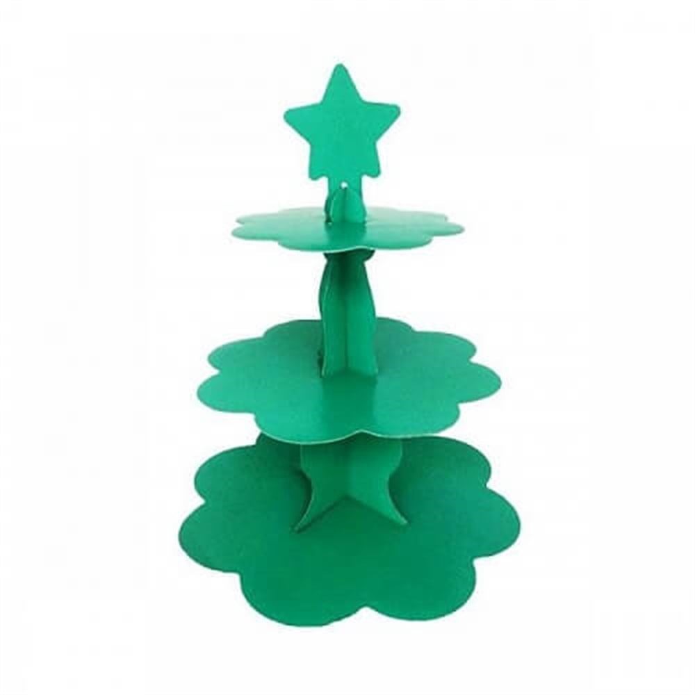 Kek StandlarıYeşil Renk Karton Cupcake Kek Standı 3 KatlıYerli Üretim