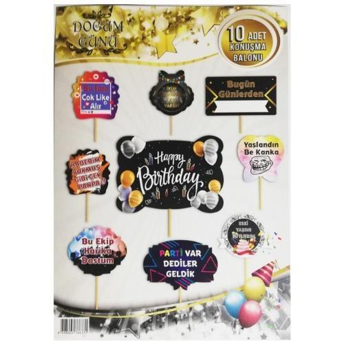 Parti AksesuarlarıHappy Birthday Konuşma Balonu 10 lu SetYerli