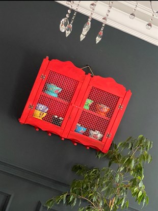 İki Kapaklı Tel Dolap-Kırmızı
