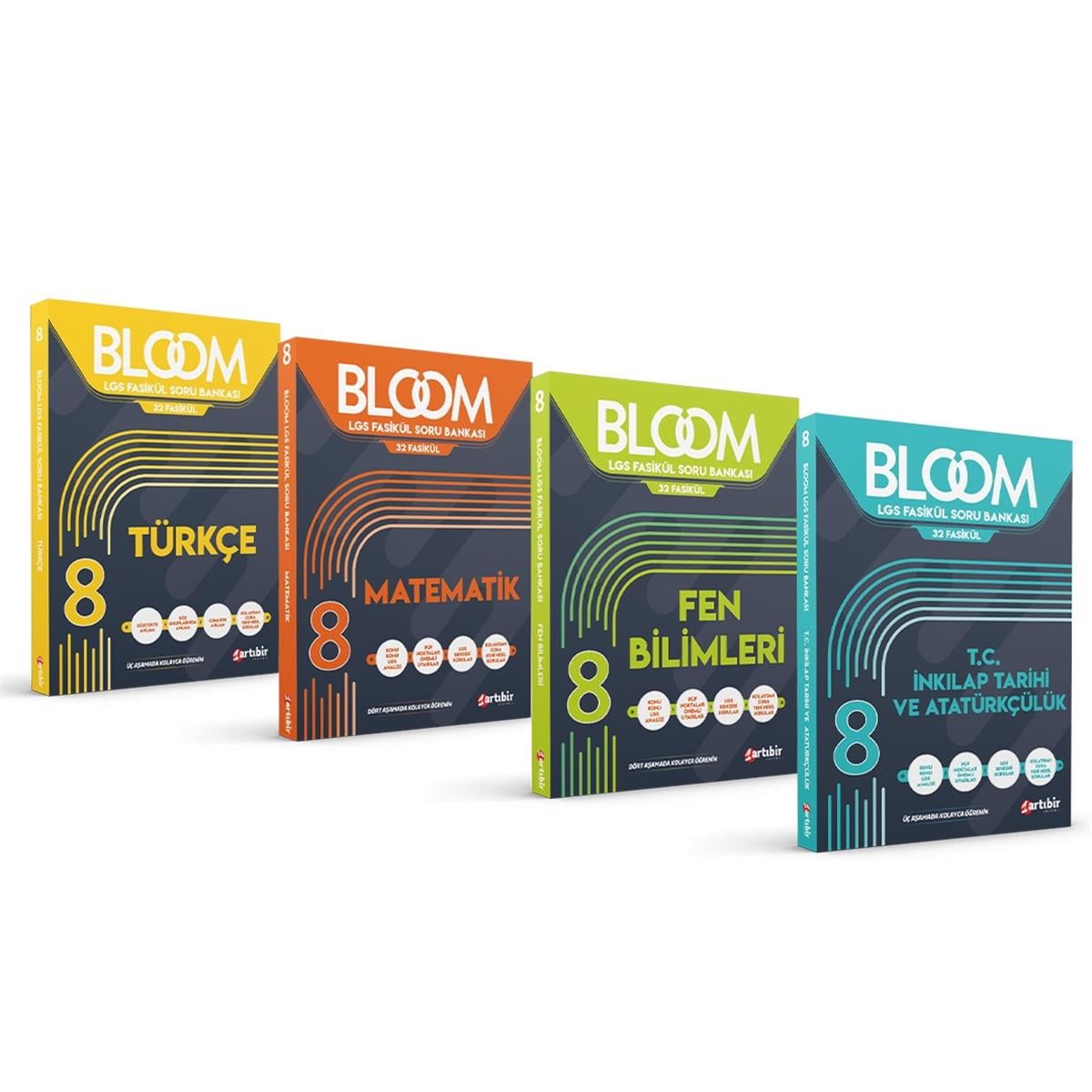 8 Sınıf  4'lü BLOOM TÜM DERSLER SET 32 Fasikül Soru Bankası (KOLAYDAN ZORA YENİ NESİL SORULAR)