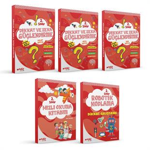 2 Sınıf Dikkat Ve Zeka Güçlendirme (3 kitap)+Hızlı Okuma Kitabım +Robotik Kodlama-Toplam 5 Kitap Set