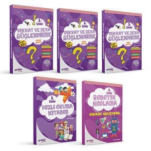 3 Sınıf Dikkat Ve Zeka Güçlendirme (3 kitap)+Hızlı Okuma Kitabım +Robotik Kodlama-Toplam 5 Kitap Set