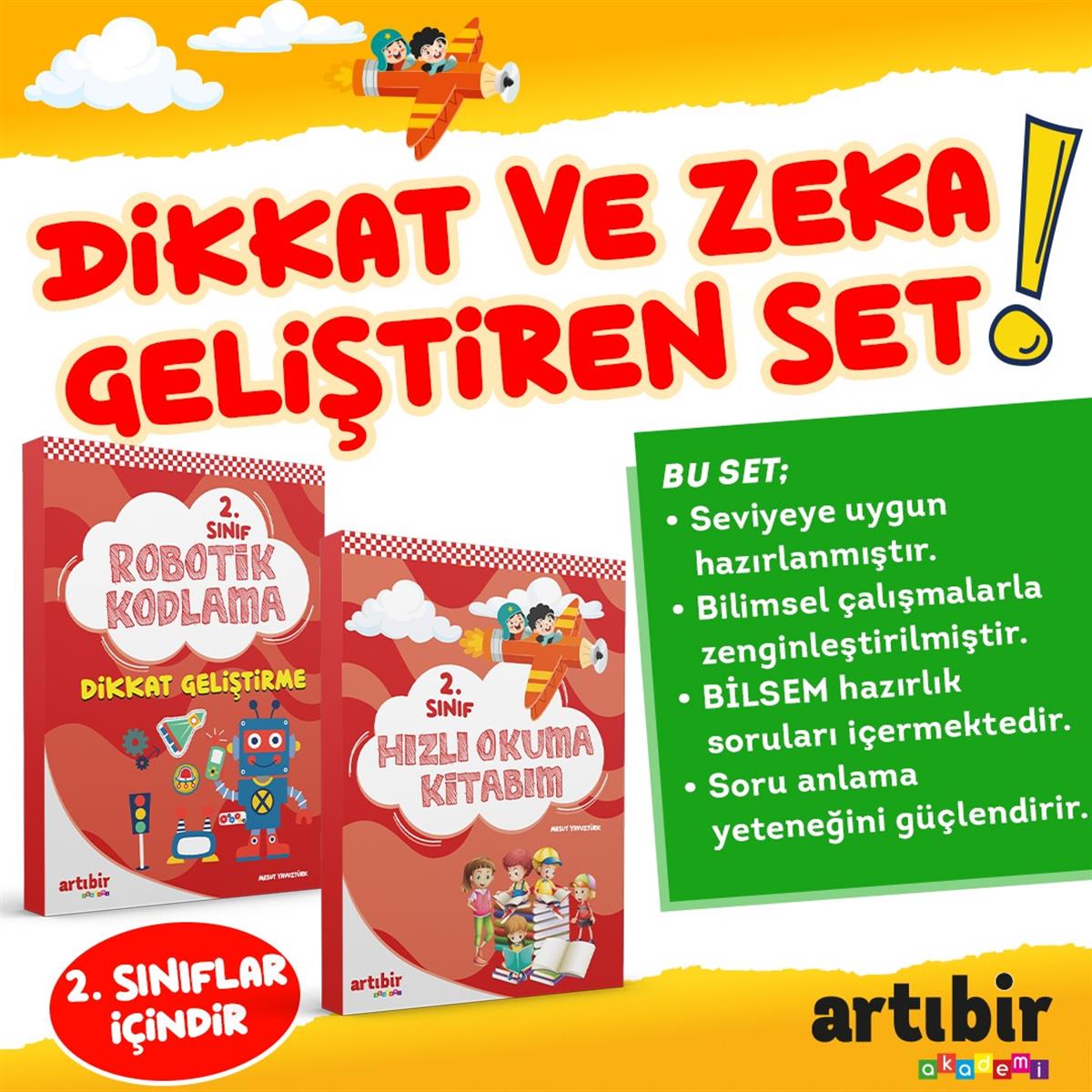 2 Sınıf Dikkat ve Zeka Geliştiren 2'li Set --  Hızlı Okuma Kitabım +Robotik Kodlama