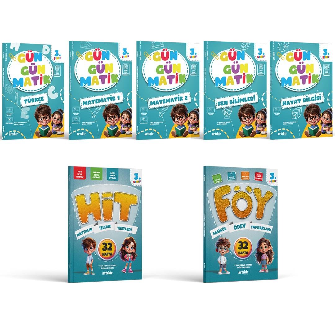 3 Sınıf GÜN GÜN Yeni Nesil Soru Bankası Seti (Ev Ödevlerine Yardımcı Test ve Etkinlikler)  7'li MEGA SET