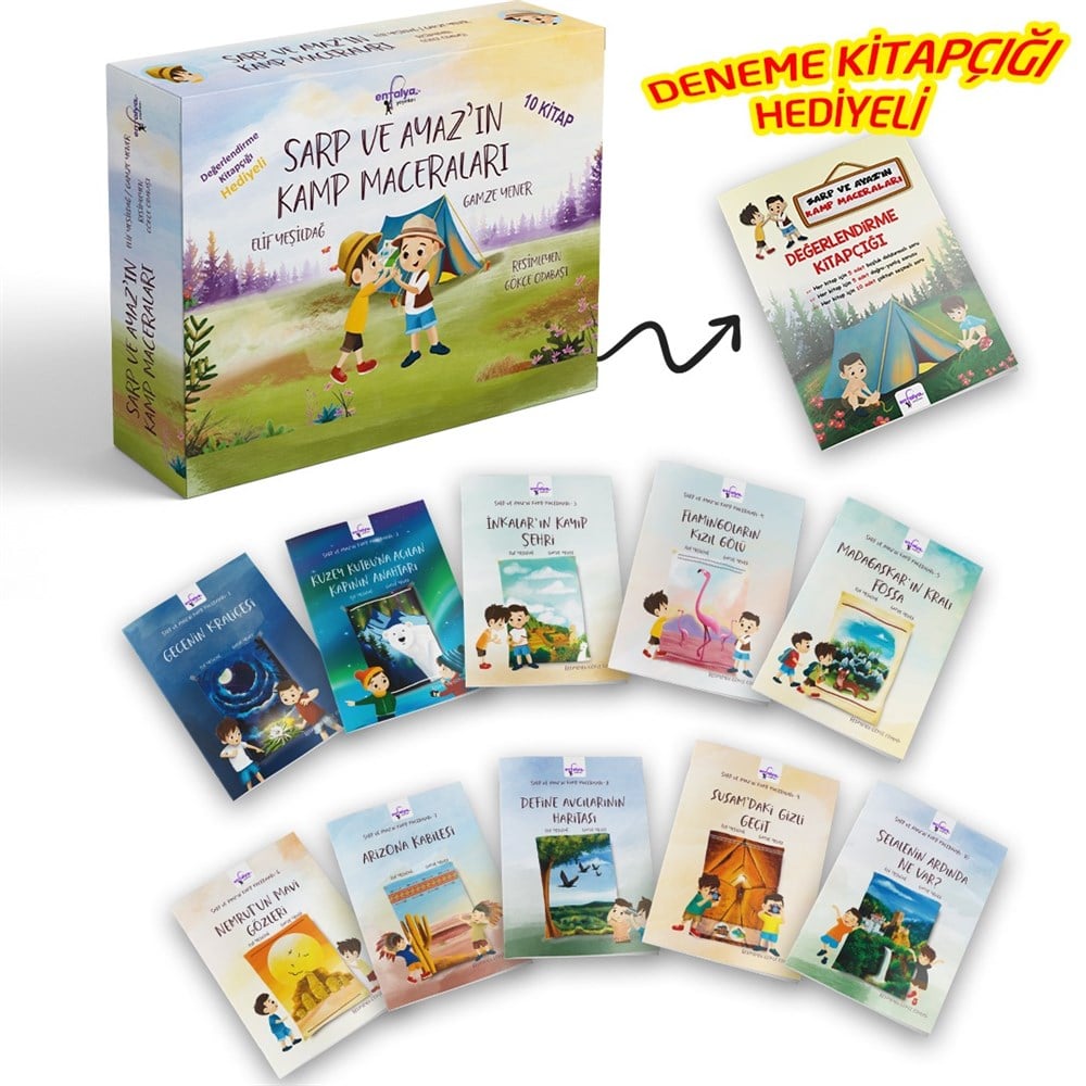 SARP VE AYAZ'IN KAMP MACERALARI (DEĞERLENDİRME KİTAPÇIĞI HEDİYELİ)10 KİTAP SET