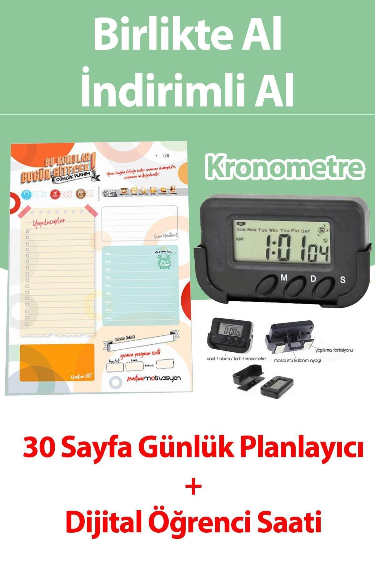 Günlük Planlayıcı 30 Sayfa+Kronometre Dijital Saat