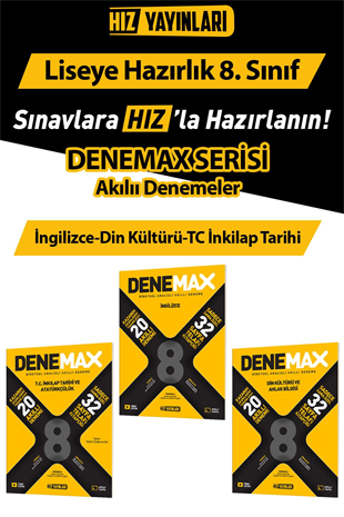 Denemax Akıllı Denemem İngilizce-TC İnkilap Tarihi-Din Kültürü Seti 3 kaynak
