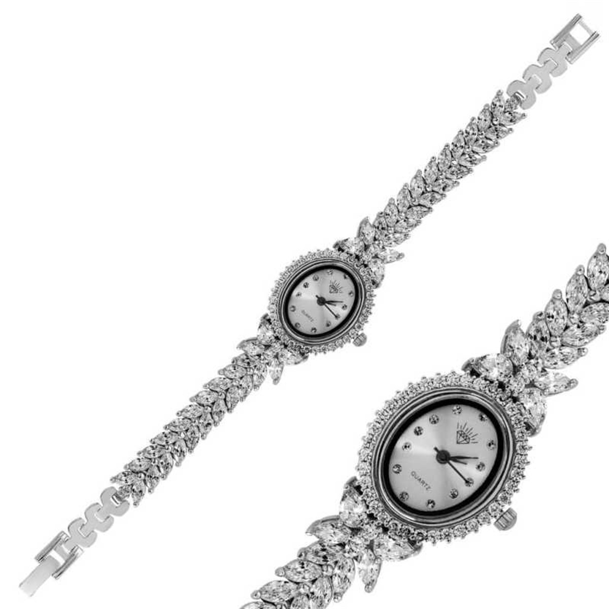 Gümüş Çiçekli Zirkon Bayan Saat | Silverplus™