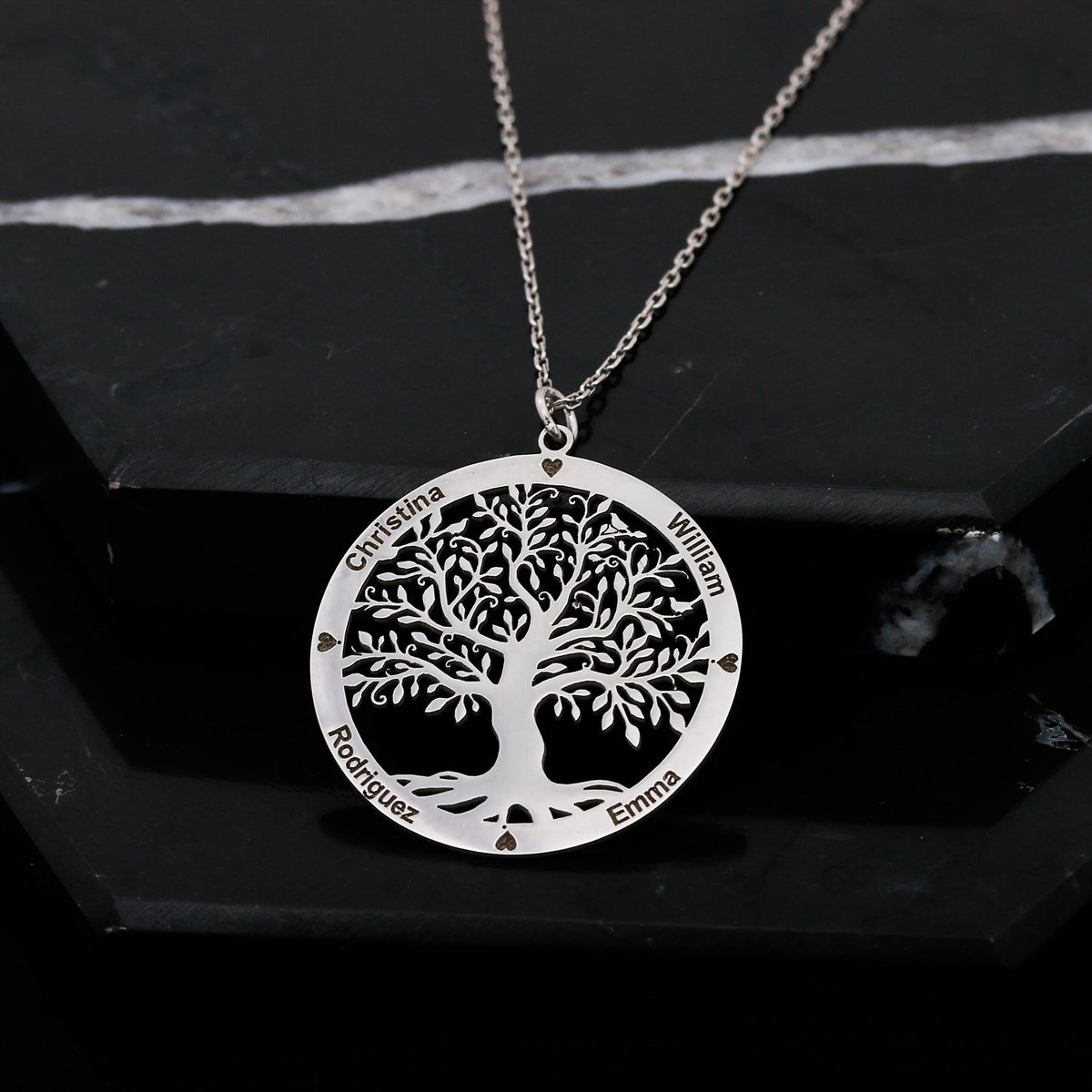 Rodyumlu İsimli Hayat Ağacı Gümüş Bayan Kolye | Silverplus™
