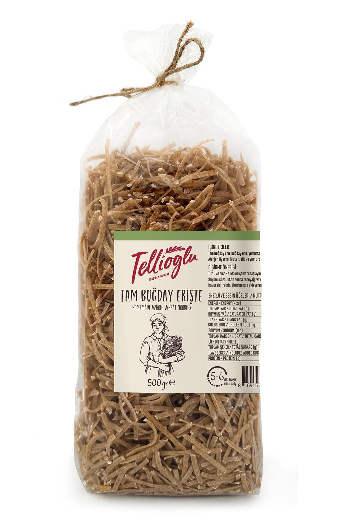 Tellioğlu Tam Buğday Erişte 500 Gr