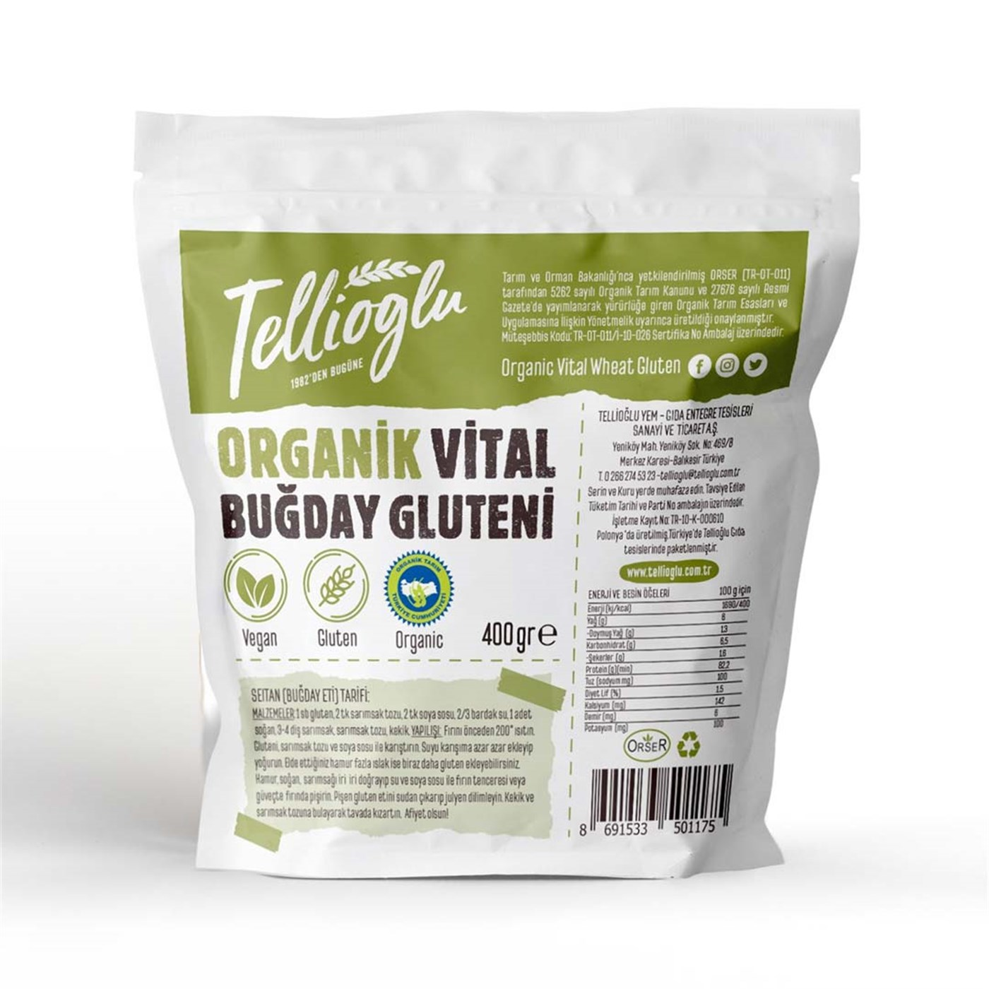 Organik Vital Buğday Gluteni 400 Gr