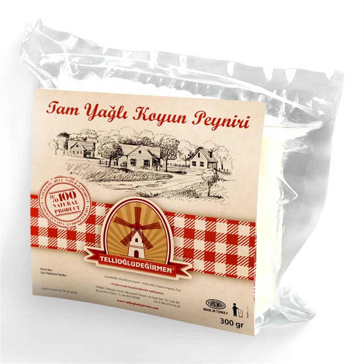 TELLİOĞLU DEĞİRMEN TAM YAĞLI KOYUN PEYNİRİ 300 GR