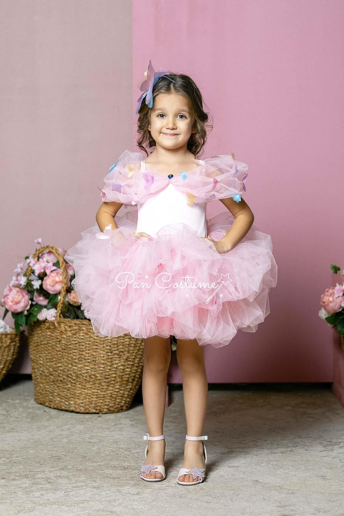 Sindirella Kostümü Kelebek Mini Pembe