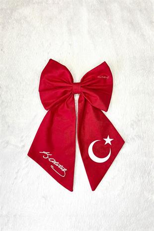 Kız Çocuk Ay Yıldızlı Klipsli Toka Kırmızı