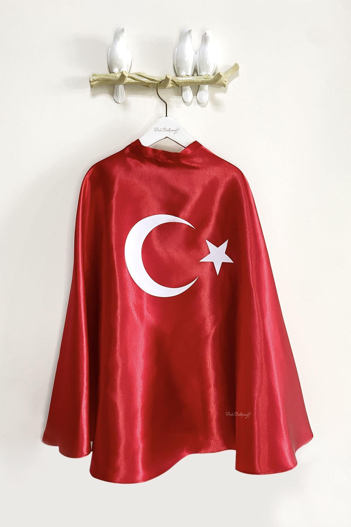 Ay Yıldızlı Çocuk Pelerin Kırmızı