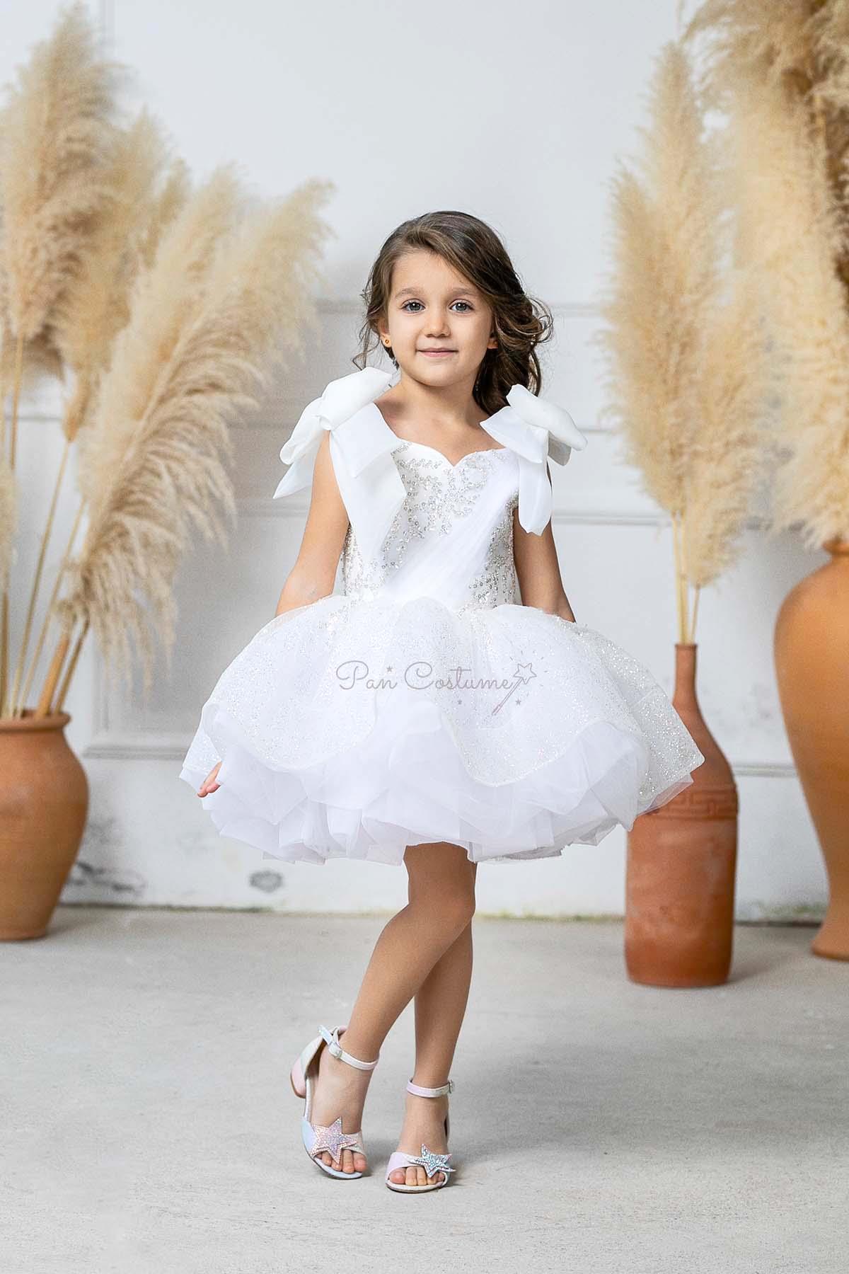 Dantelli Mini Elbise Beyaz
