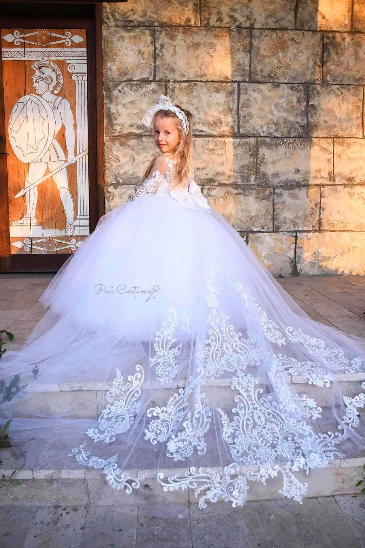 Kız Çocuk Abiye Kuyruklu Nedime Elbise