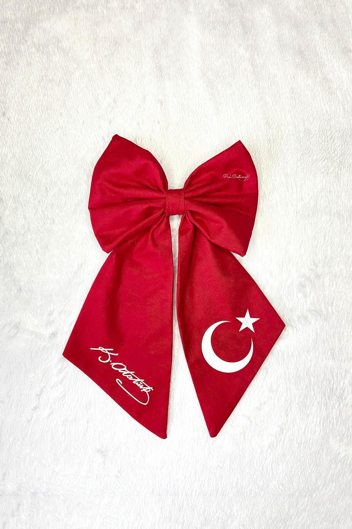 Kız Çocuk Ay Yıldızlı Klipsli Toka Kırmızı
