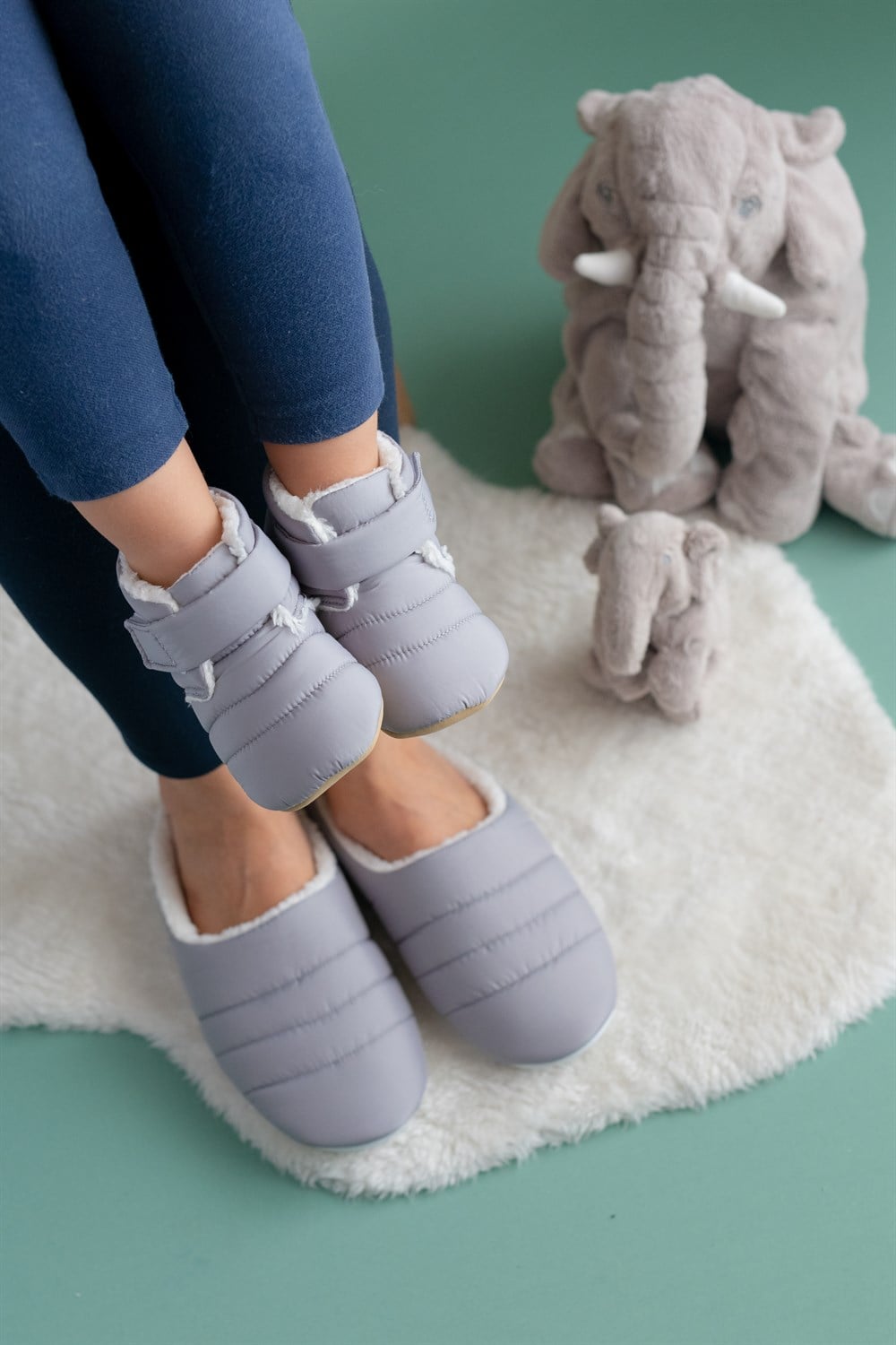 PARAŞÜT ANNE TERLİK VE BEBE PATİĞİ-Gri/Grey-T-1007