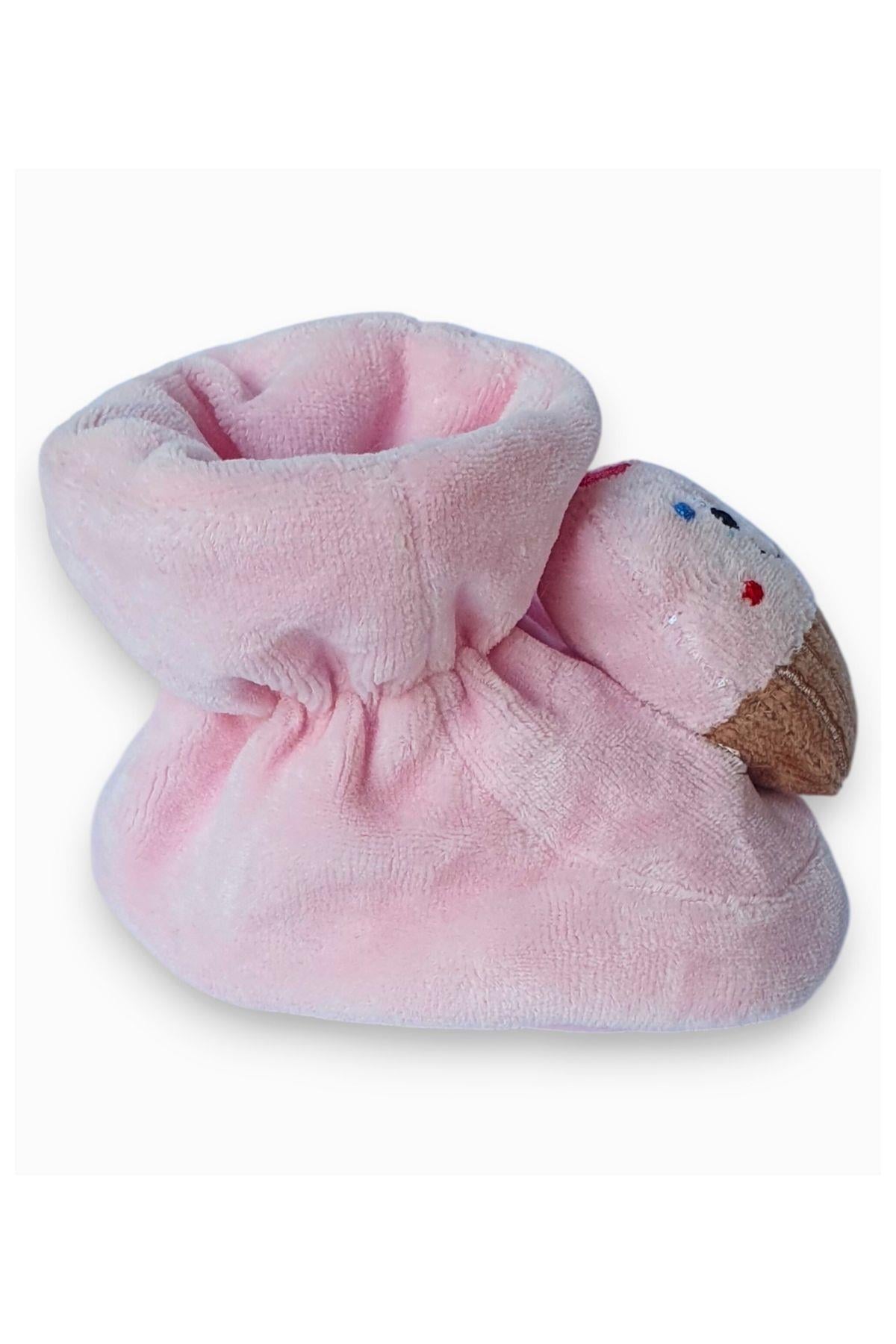 Pembe Kadife Cupcake Aksesuarlı Kız Bebek Ayakkabısı 