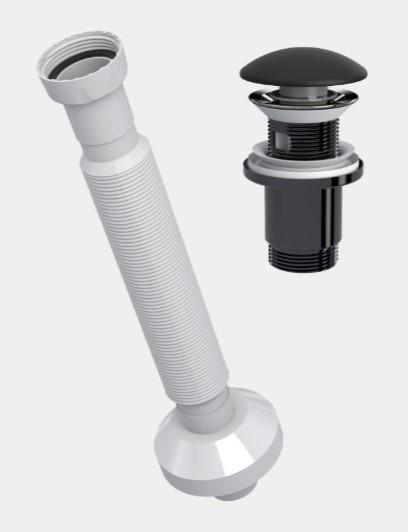 POP UP KÖRÜKLÜ LAVABO SİFONU MAT SİYAH