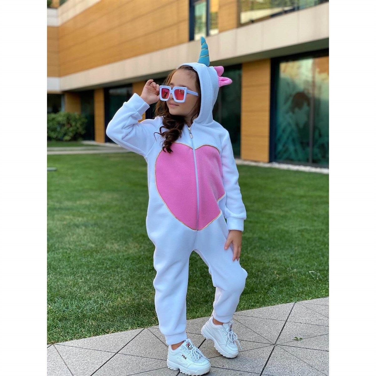 Kız Bebek Pembe Figürlü Polar Tulum