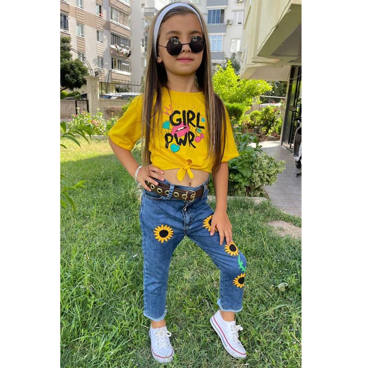 Kız Çocuk Papatya Desenli 3lü Takım