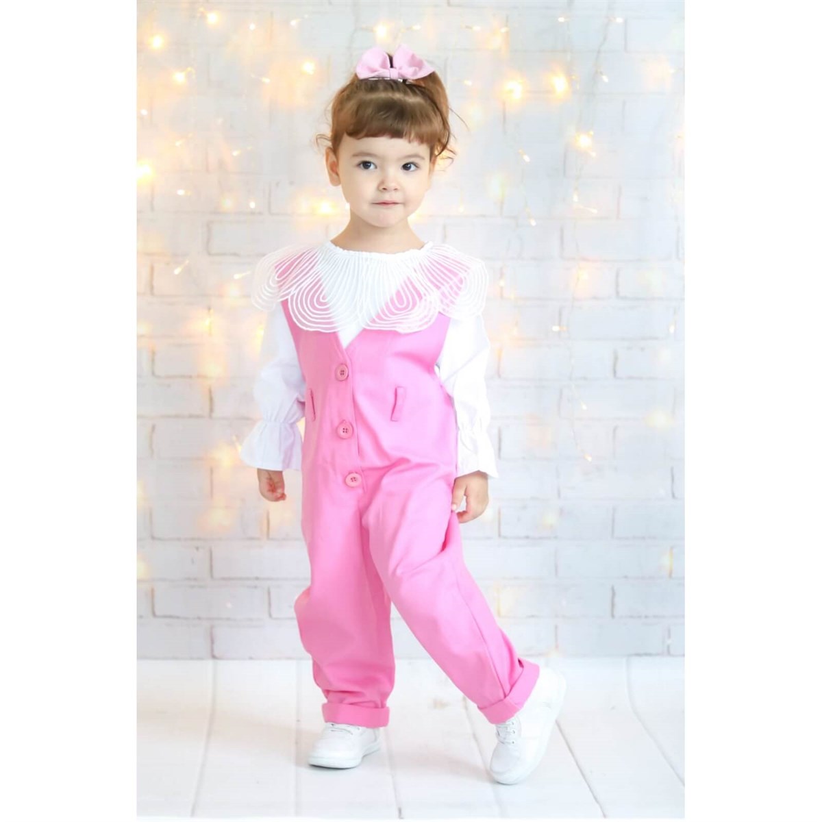 Kız Çocuk Tulumlu Pembe Takım