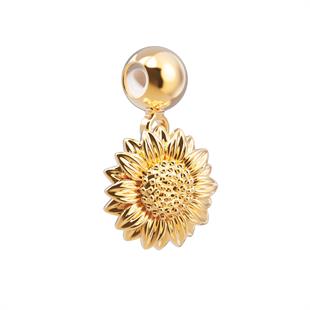 CHOCLI 18 Ayar Altın Kaplama Charm -  Sunflower