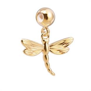 CHOCLI 18 Ayar Altın Kaplama Charm - Dragon Fly