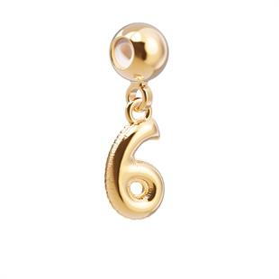 CHOCLI 18 Ayar Altın Kaplama Charm Rakam - 6 Altı