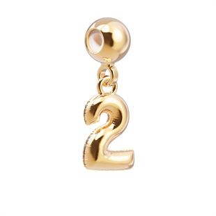 CHOCLI 18 Ayar Altın Kaplama Charm Rakam - 2 İki