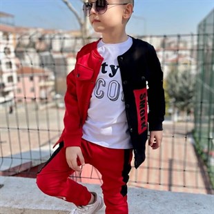 Erkek Çocuk Ceketli Kırmızı Spor Takım