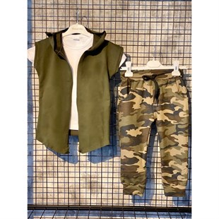 Erkek Çocuk Cep Detaylı Kamuflaj Takım