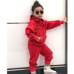 Erkek Çocuk Çıtçıt Detaylı Kırmızı Takım