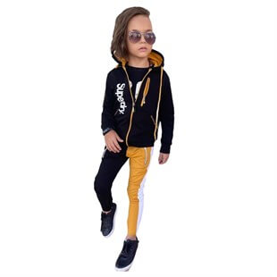 Erkek Çocuk Fermuarlı Spor Günlük Sarı Takım