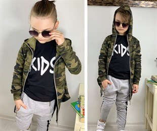 Erkek Çocuk Kamuflaj Ceketli Spor Takım