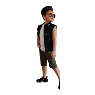 Erkek Çocuk Kot Yelekli Şort Takım
