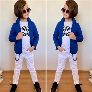 Erkek Çocuk Mavi Ceketli Pantolon Takım