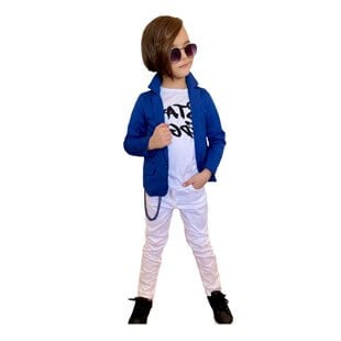 Erkek Çocuk Mavi Ceketli Pantolon Takım