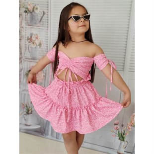 Kız Çocuk Baharlık Pembe Büstiyerli Takım